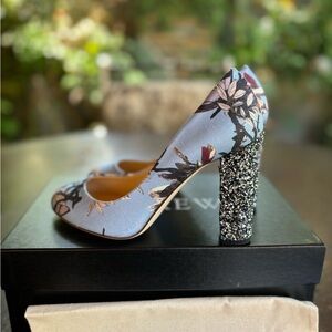 J. Crew Size 7 Etta glitter heel pumps in hummingbird